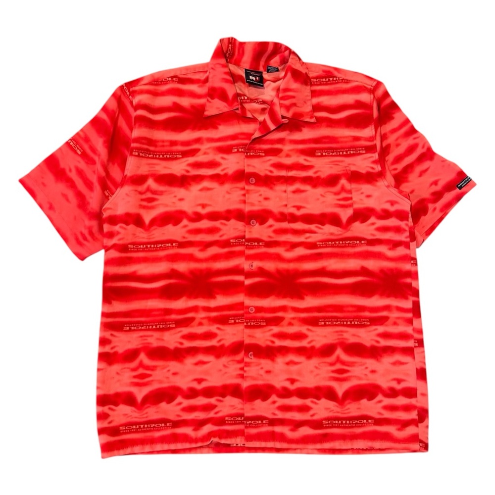 Y2K South Pole denim collection flame button up
